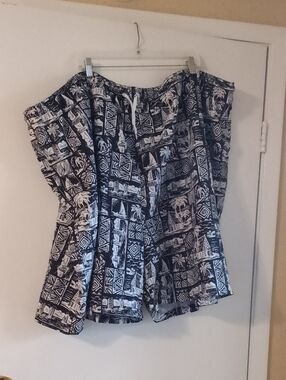 Men's Navy & White Tropical Print Swim Shorts